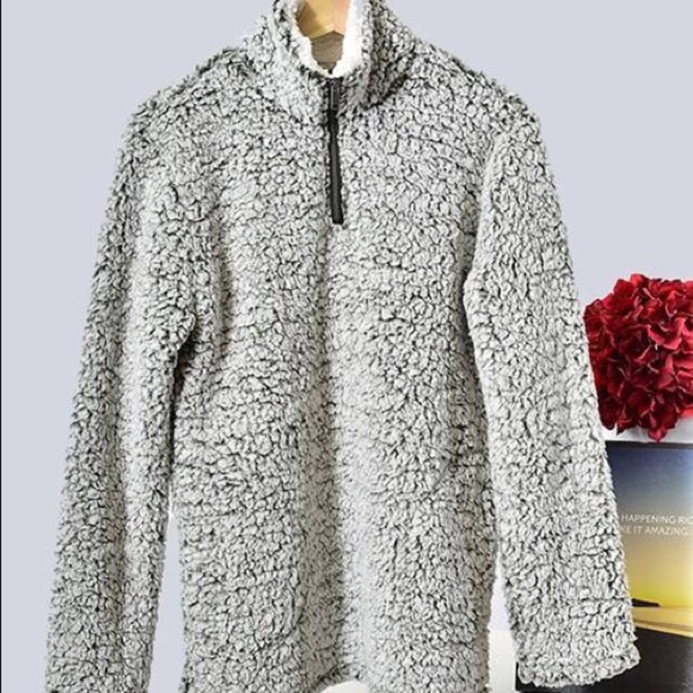 Gorgeous Grey Sherpa Pullover Top